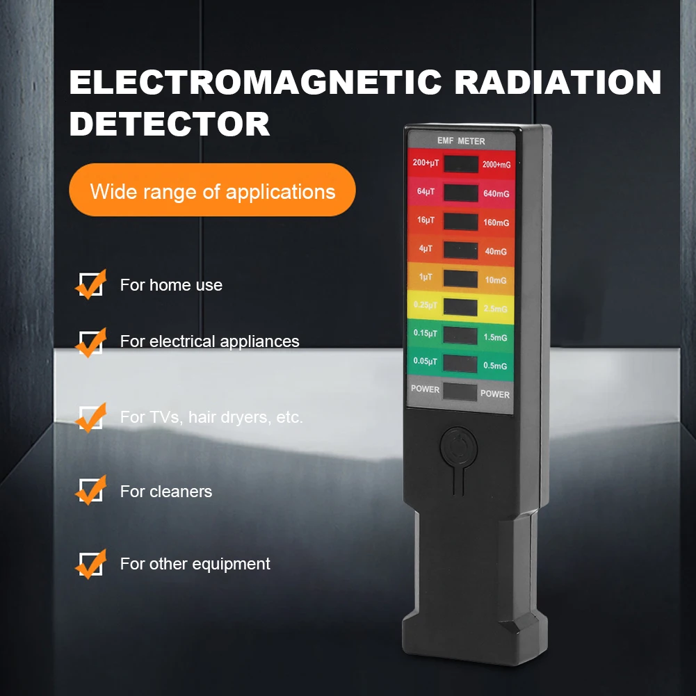 Electromagnetic Field Detector 8 LED EMF Gauss Meter High Precision Radiation Detector Portable EMF Magnetic Field Monitor