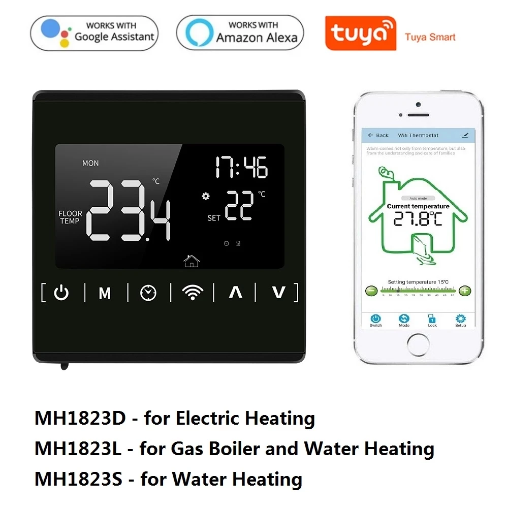 MH1823 TuYa Smart Wifi Thermostat Water/Electric Floor Heating Water