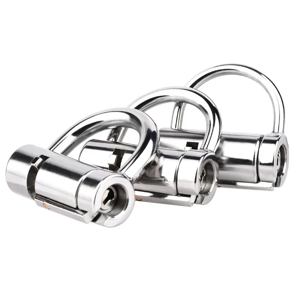 3/4/5mm Male PA Glans Piercing Lock Stainless Steel D Ring Chastity Device Female Clitoris Lock Penis Restraint Couple Sex Toys