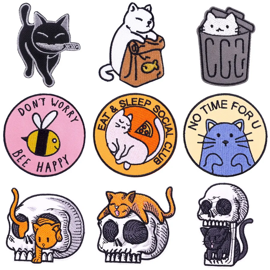 Cartoon Cute Cat Embroidered Patches for Kid's Clothing Sew on Iron on Patches on Clothes