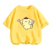 Kawaii Anime Pom Pom Purin Cute Cartoon Short Sleeve T-shirt Summer New Cotton Loose Kids Half-sleeved Top Birthday Gift 5