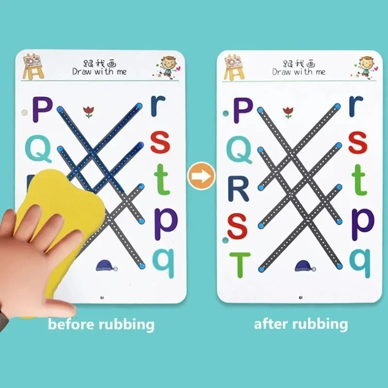 Magical Tracing Workbook Reusable Calligraphy Copybook Practice Drawing Book Toddler Learning Children Montessori Drawing Toy 4