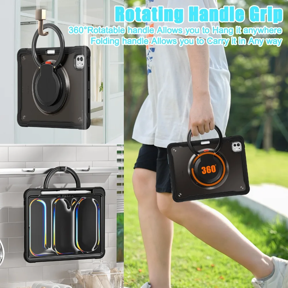 Shockproof Kickstand Case for iPad Air and Pro - 2024 Edition