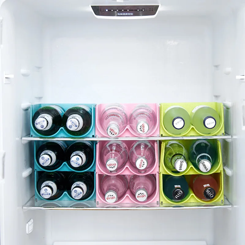 4Pack Refrigerator Organizer Kitchen Bottle Storage Rack Stackable Wine Holder Bottles Display Shelf Fridge