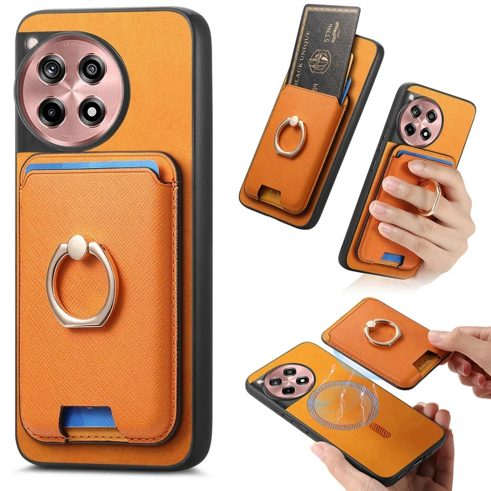 Enhanced MagSafe-Compatible 2-in-1 Detachable Leather Card Case and Back Cover