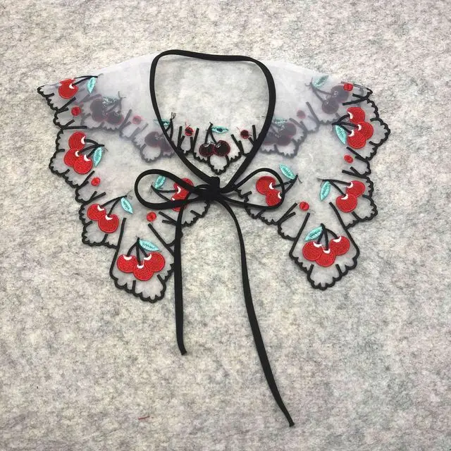 여성용 가짜 칼라 셔츠, 장식 아플리케 메쉬 자수 레이스 패션, 탈착식 멀티 컬러 레이스 칼라 꽃 패치