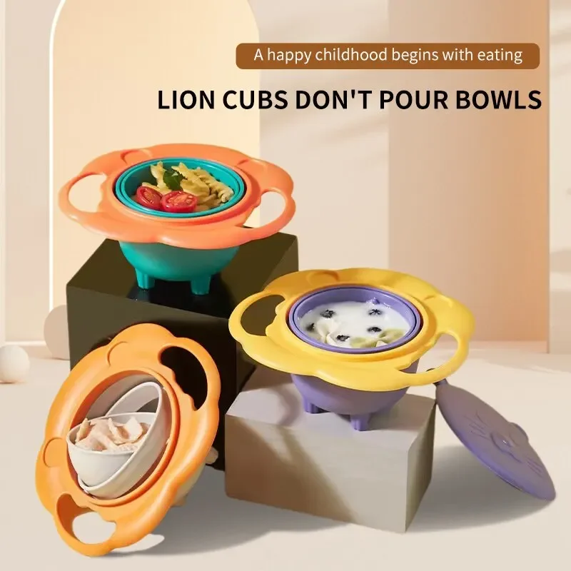 Baby Gyro Bowl Rotary Balance Spill-Proof Feeding Dishes Kids Plate rotary feeding bowl