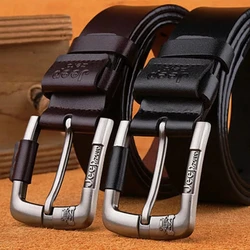 Leather Belt Men Antique Male Cow Genuine Leather Wide Waist Pin Buckle Fashion Designer Belts For Men Full-grain Leather Belt