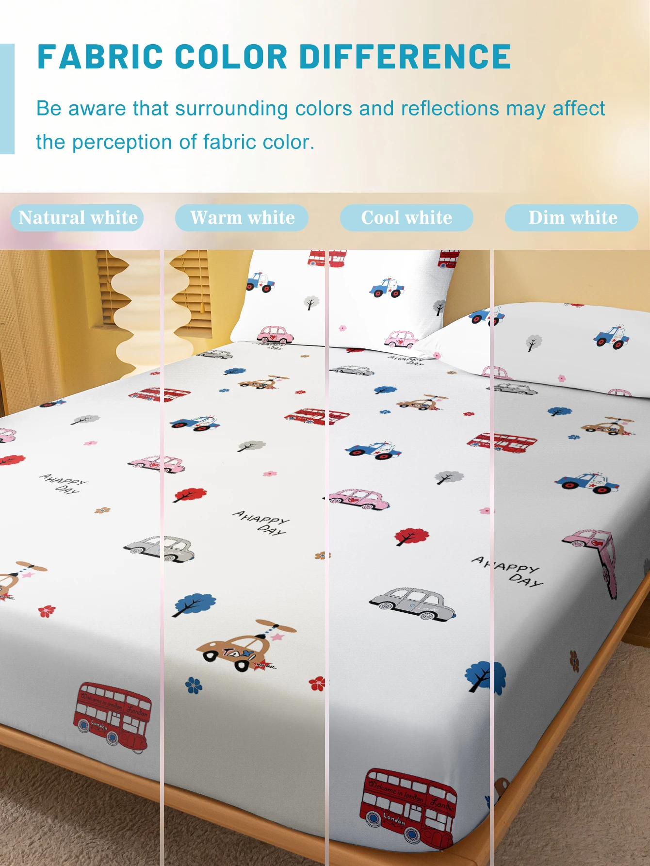 1 cartoon fun Car printed matte Fitted Sheet, bedroom printed bed cover, bedding (excluding pillowcases) 4