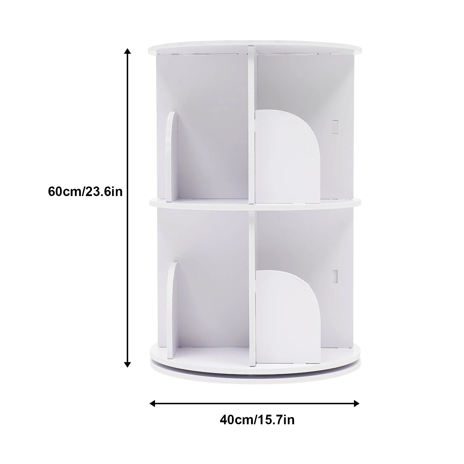 2/4-Tier Wooden Rotatable Bookshelf - 360°Display Floor Standing Storage Rack, White Multifunctional Bookshelf Organizer 4