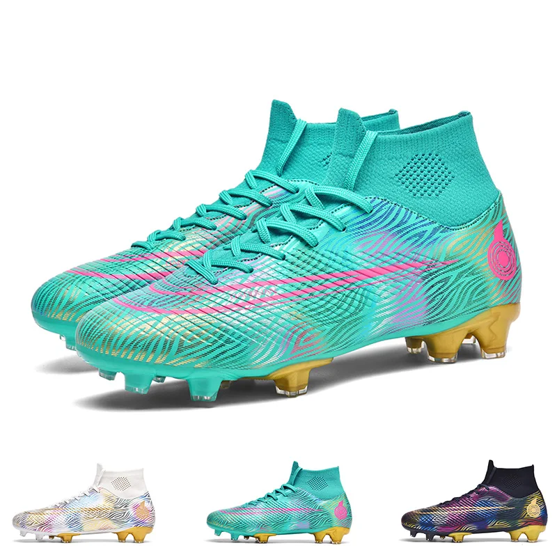 

2024 Men's Soccer Shoes Society Anti Slip Football Boots Kids Boy Long Spikes Studded Boots Large Size Ag Tf Dropshipping Store