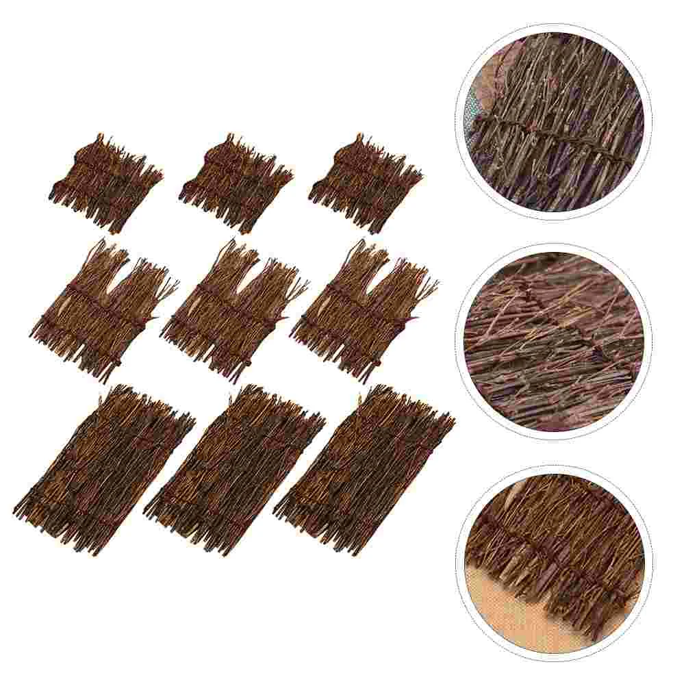 

9 Pcs Decor Natural Purple Bamboo Fence Micro Ornament The Food Mini Mat Handmade Decorative