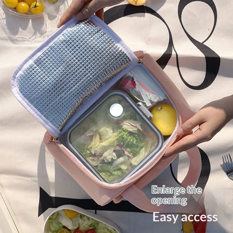 Trendy Cute Cartoon Lunch Box Bag Large Capacity Picnic Handbag Portable Student Meal Insulated Bag