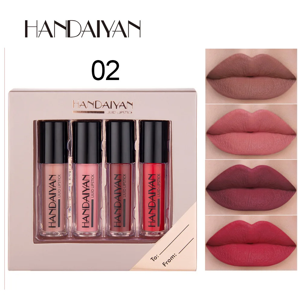 

Lolede 4Pc/set Liquid Lipstick Waterproof Matte Nude Lipstick Pigment Red Long Lasting Lip Gloss Women Makeup Lipgloss Cosmetics