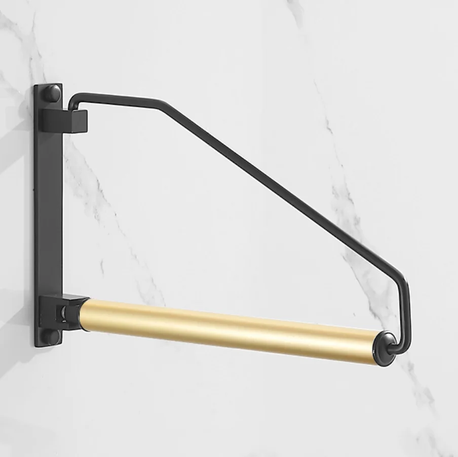 Brass revolving clothes hanger golden clothes hanger balcony wardrobe storage rack perforated wall hanging rod