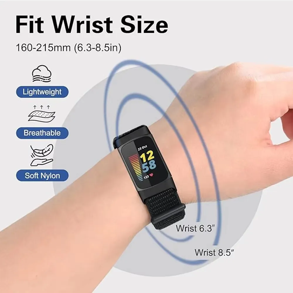 Cinturino Fitbit Charge 6/5 In Nylon Elastico - Regolabile E Traspirante Per Sport - Foto 4