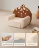 Foam Kids Chair with Soft Teddy Plush, Toddler Reading Armchair with Cute Mushroom Designs- Brown 3