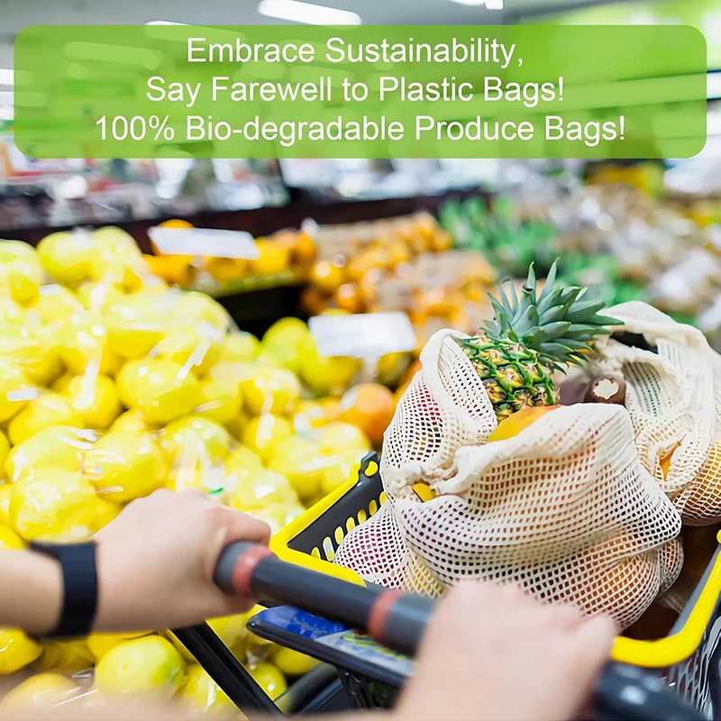 Eco-Friendly Reusable Organic Cotton Produce Bags - Set of 3/5/10
