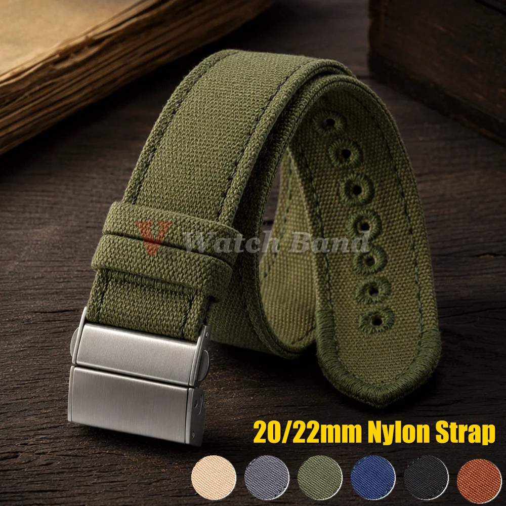 Sport Nylon Canvas Strap with Folding Buckle - One Piece Bracelet Design