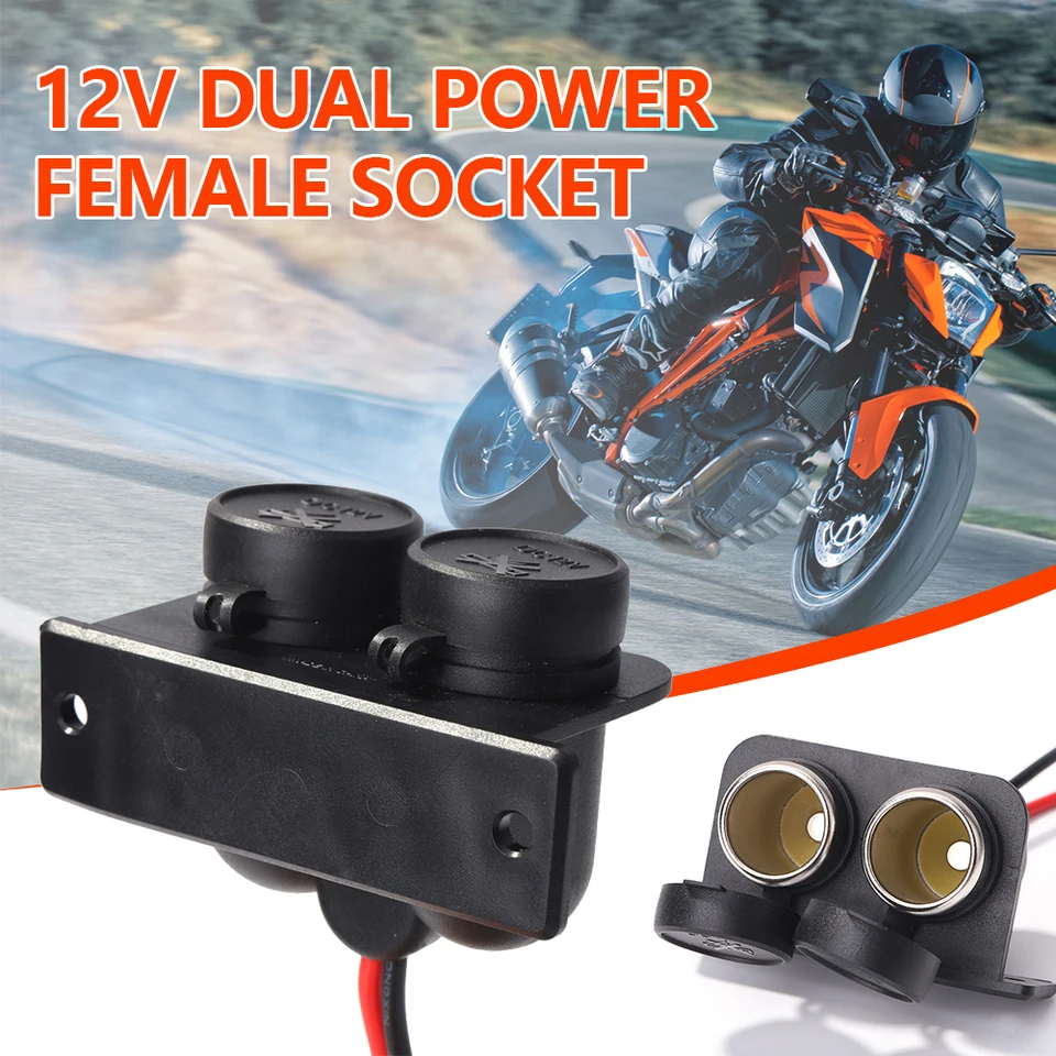 Presa accendisigari 12V con cavo doppia presa di corrente impermeabile doppia presa adattatore di alimentazione antipolvere per auto Scooter ATV RV  34