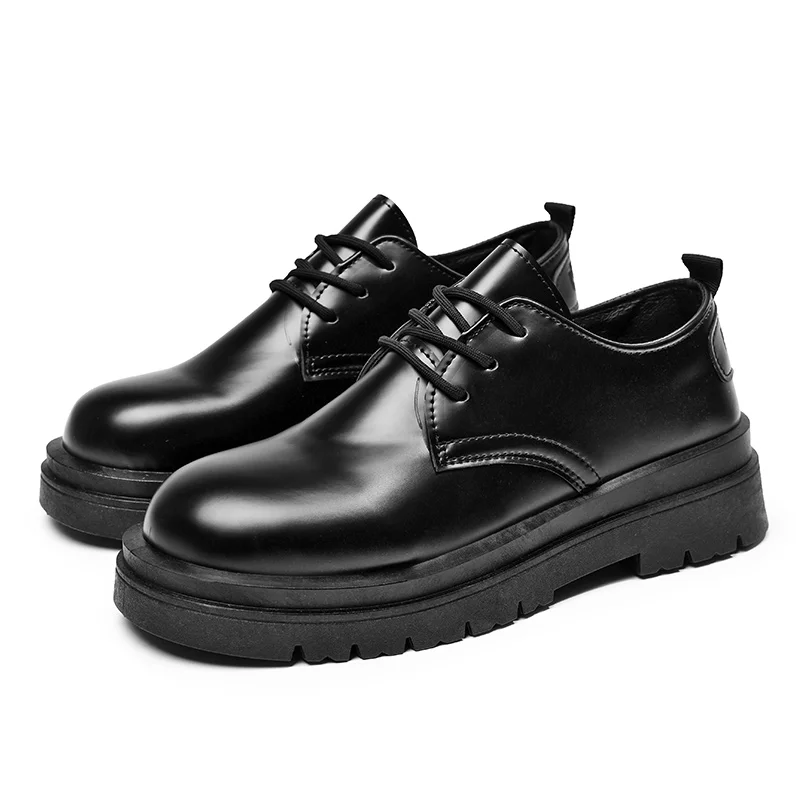 Big Head Thick Sole Derby Shoes New Business Senior Sense Niche High Street Anti-slip Wear Casual Leather Shoes for Men