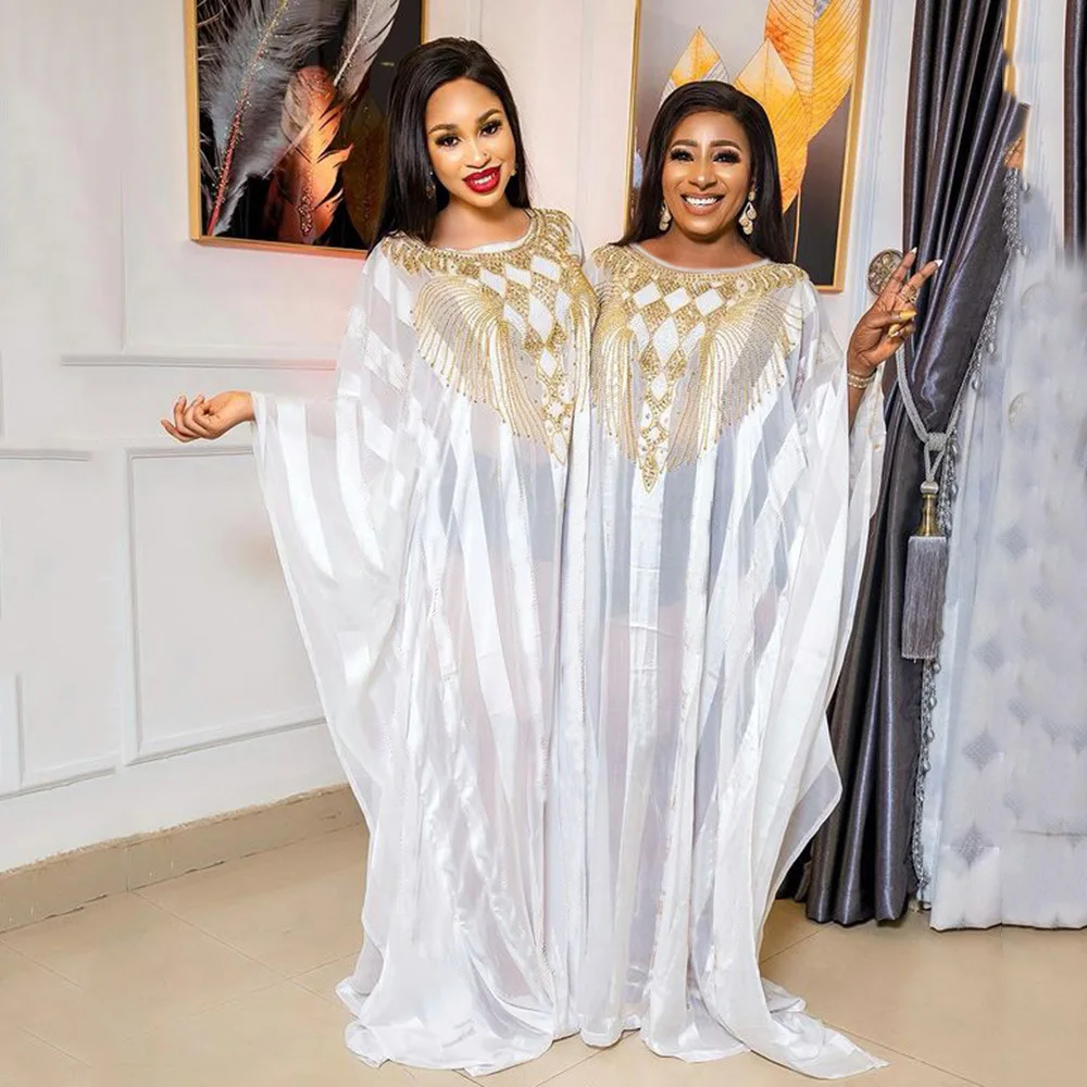 

Two piece African Chiffon Dresses Dashiki for Women Plus Size Dashiki Kaftan Robe Muslim Dubai Abaya Elegant Wedding Party Dress