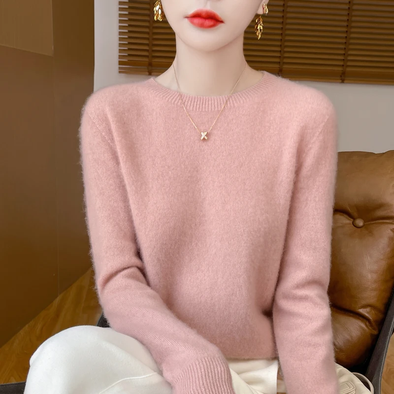 Woolen Sweater Round Neck 2024 Women's Autumn and Winter New Soft VersatileTop Casual and Fashionable Outerwear Top 2