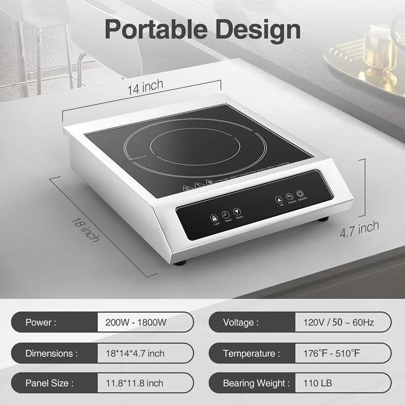 Commercial induction cooker flat 3500W stir-fry high-power restaurant dining table