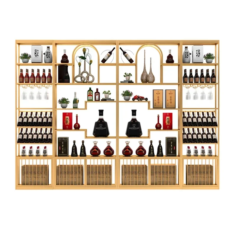Glass Display Whiskey Cellar Liquor Coffe Organizer Assemble Cabinet Bar Furniture Wine Wall Modern Shelf Vitrina Bottle Storage