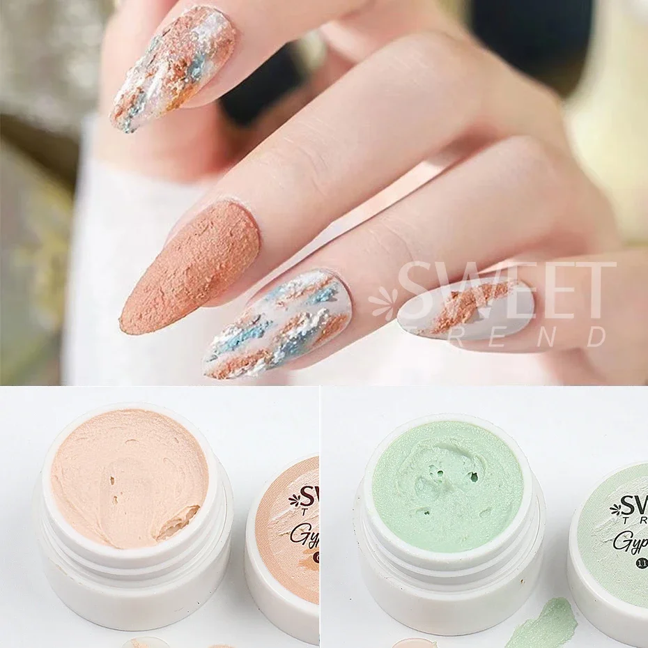 2pcs 5D Acrylic Engraved Drawing Gel Nails Polish Plaster Effect DIY Embossed Manicure Gel Decor No Need Top Coat Plaster Glue