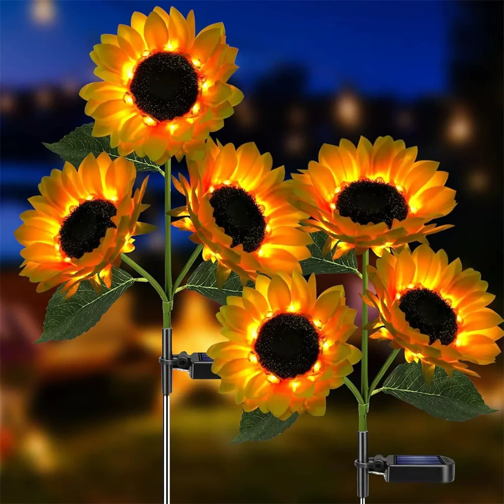 Sunflower Solar LED Garden Lights - Decorative Outdoor Lighting for Weddings, Parties, Holidays, and Home Gardens
