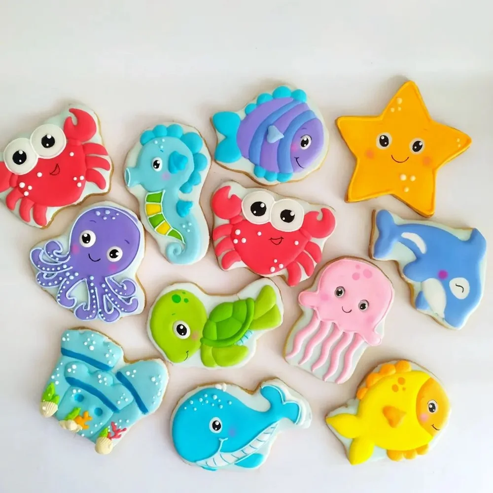 Sea Animal Cookie Molds 1pc Shark Crab Starfish Biscuit Bread Cutter for Under The Sea Birthday Party Supplies DIY Baking Tools cookie cutter,baking mold,cookie mould