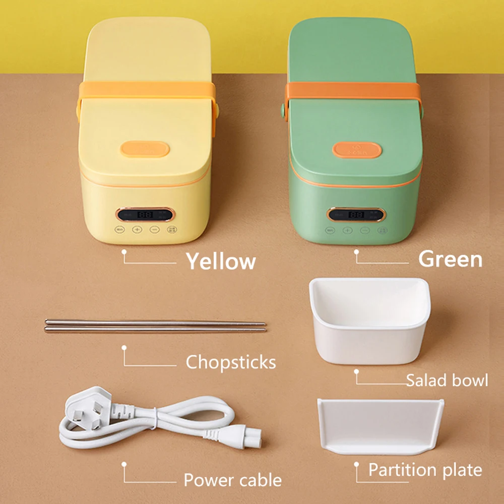 DMWD Electric Lunch Box Portable Rice Cooker Cooking Container Heating Machine 1L Hot Pot Frying Pan Thermal Food Heater Steamer