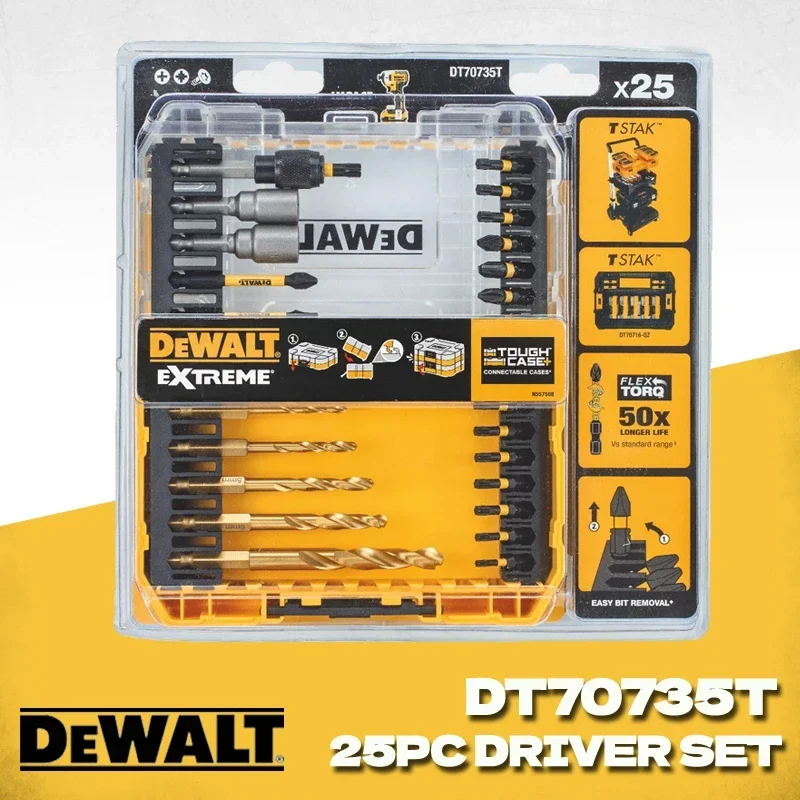 

DEWALT DT70735T FLEXTORQ 25pcs Drill Driver Bit Set Cordless Drill Impact Driver Bits Power Tool Accessories DT70735T-QZ