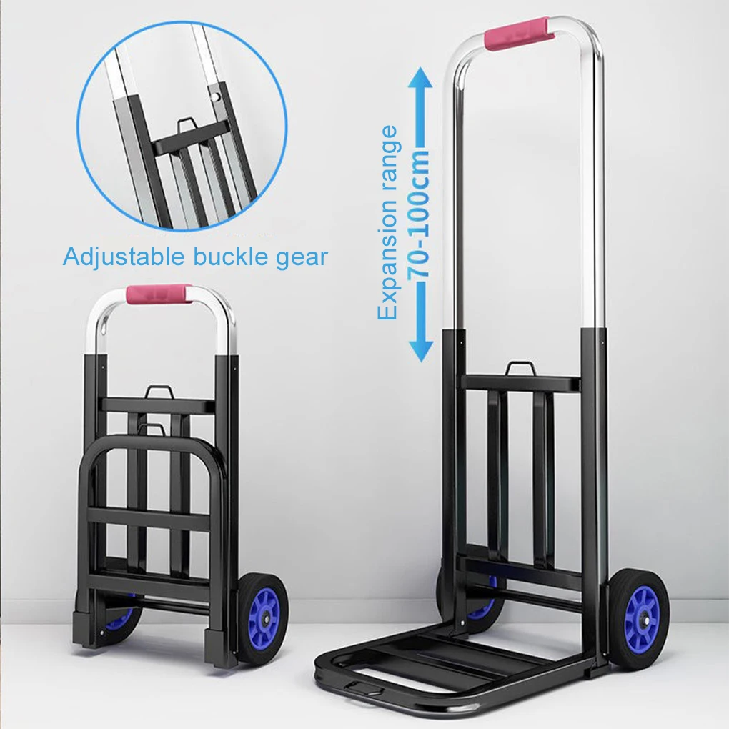 Folding Handcart Portable Handcart with Adjustable Handle Truck for Climbing Stairs Shopping Home Transportation Luggage Trailer