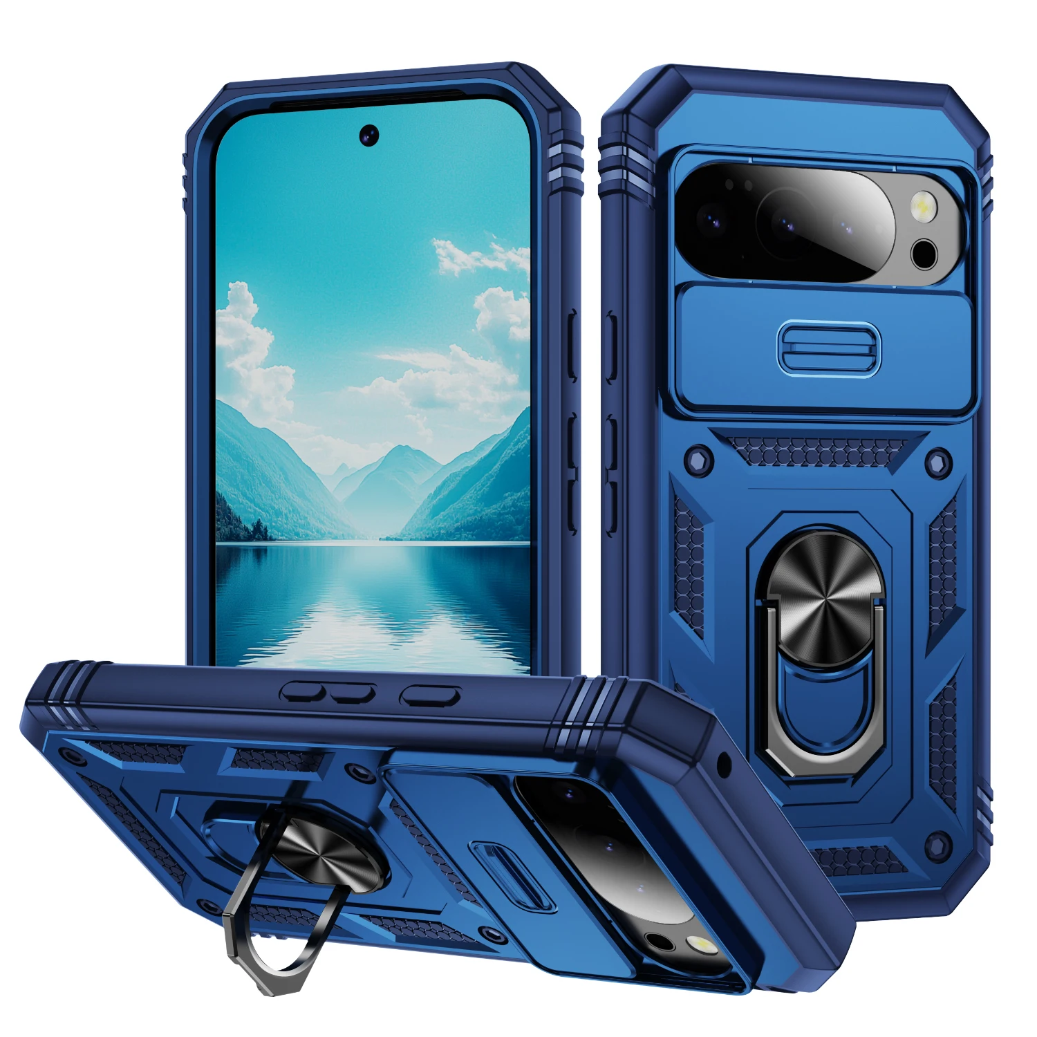 Durable Shockproof Armor Phone Case with Kickstand & Slide Camera Protection