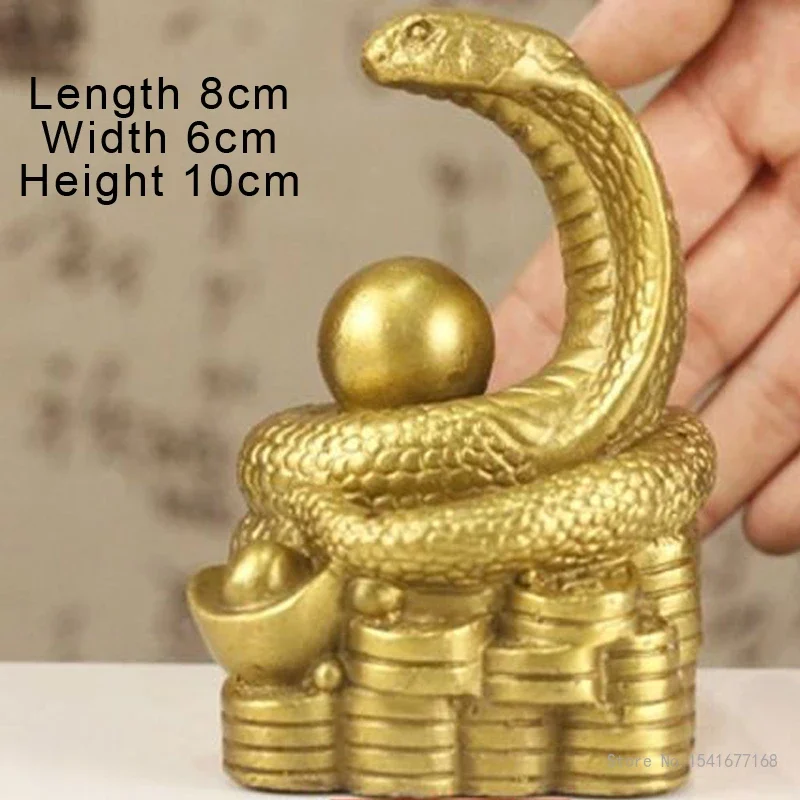 Pure Copper Animal Snake Sculpture Home Living Room TV Cabinet Bookcase Table Artistic Decoration Animal Fengshui Craft Gift 1Pc