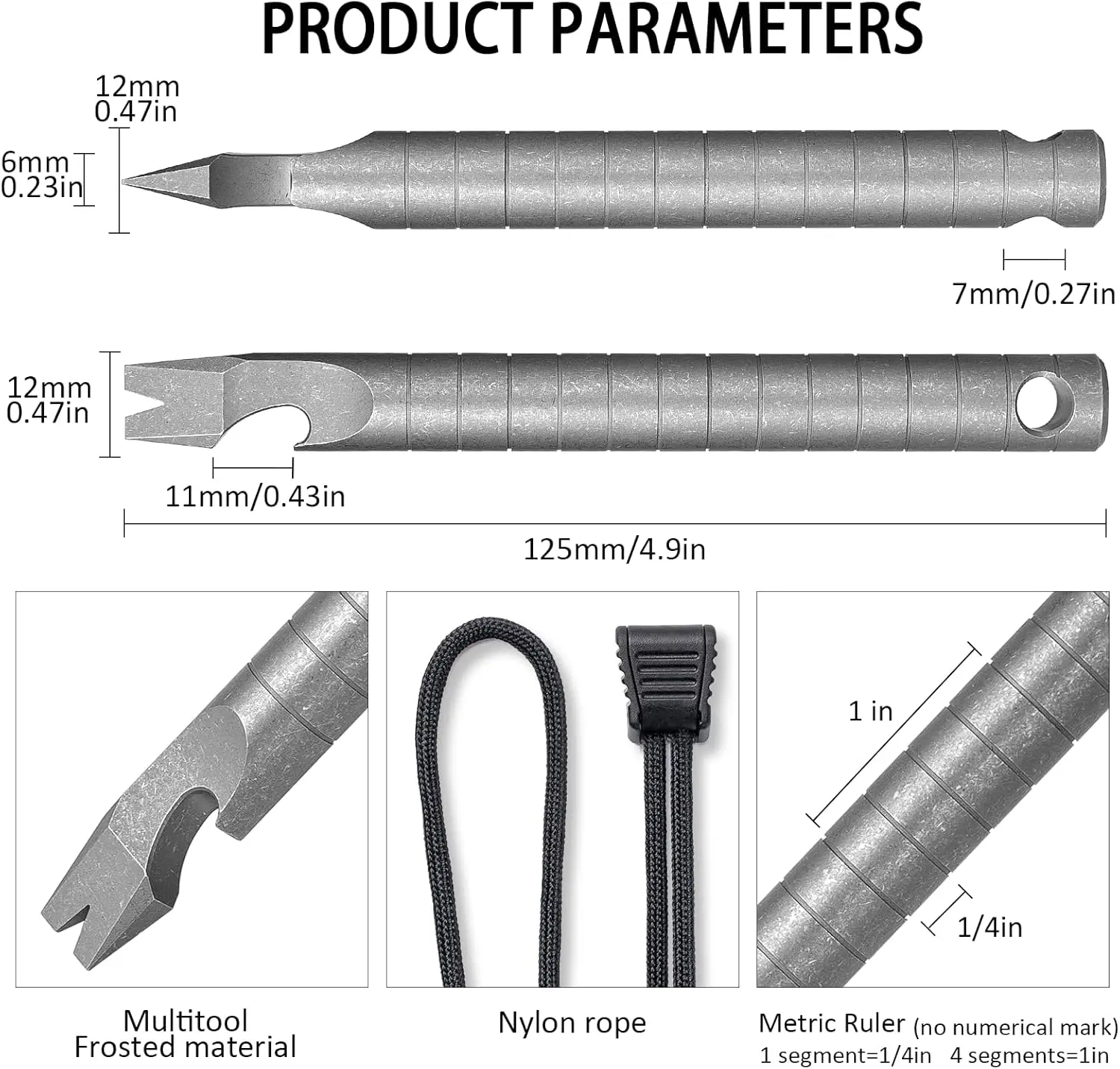 Titanium Pocket Pry Bar,EDC Keychain Carabiner Multitool Prybar Outdoor Tool Heavy Duty,Key Chain Gadgets for Men (Ti Pry Bar) 6