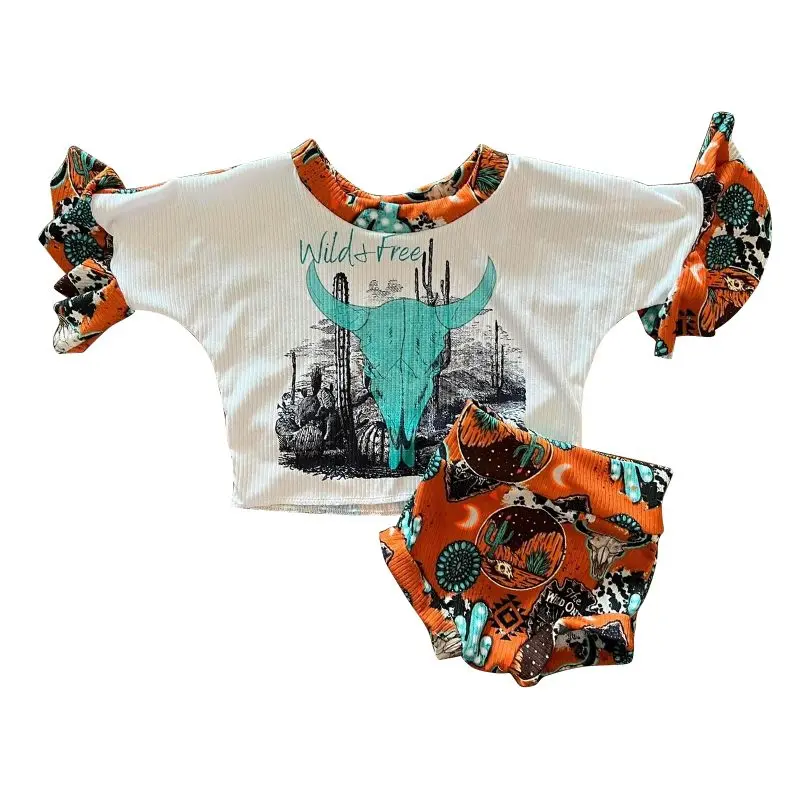 

Женские брюки, комплект из 2 предметов, футболка с коротким рукавом и принтом Головы Быка и расклешенные брюки, повседневная одежда, модные комплекты bummie