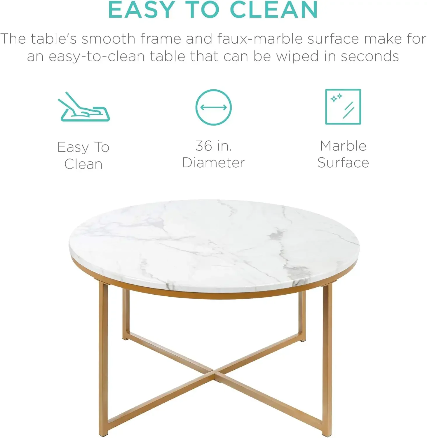 36in Faux Marble Accent Table, Modern End Table, Large Coffee Table Home Decor for Living Room, Dining Room, Tea, Coffee 5