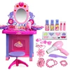 70cm High Quality music Kids Cosmetics Dressing table ring lipstick nail comb hair dryer Play house Interactive Toy baby gift 1