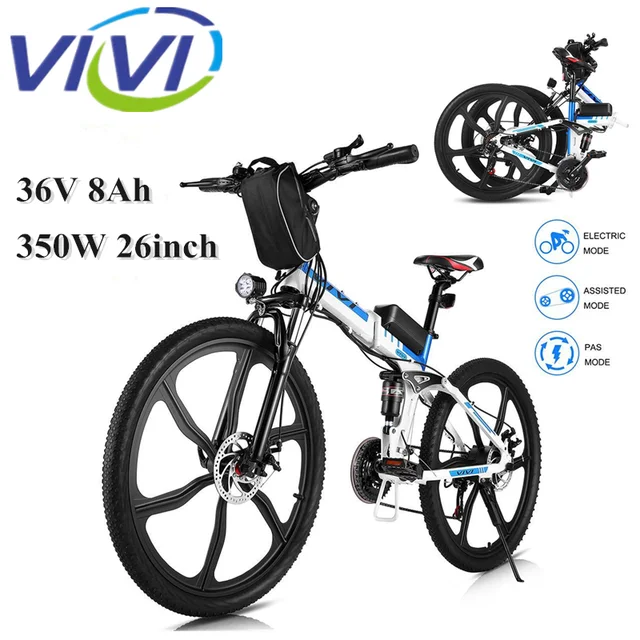 350W 26inch foldable Electric Mountain Bike 21 Speeds Shifter Adult Folding E-Bike Disc Brake removable lithium battery ebike 1