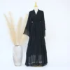 Mousseline de soie Abaya Kimono dubaï musulman Cardigan couches Abayas femmes Robe décontractée femme Islam vêtements avec ceinture Abaya tenues arabes