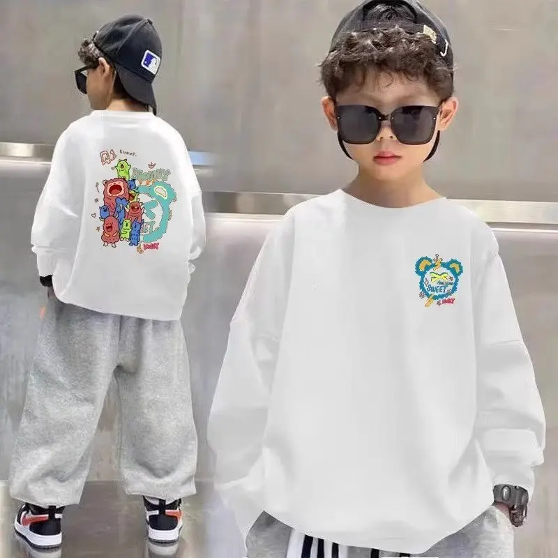 thumbnail image 1 of 2023 Nuevas sudaderas casuales con estampado de dibujos animados para niños y niñas, versátiles, de primavera y otoño, con cuello redondo, ropa para niños, 1 of 4