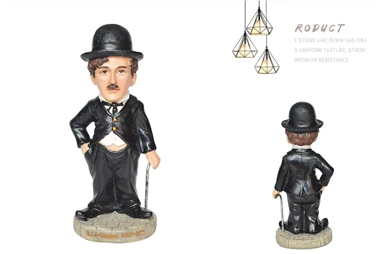 Charlie Chaplin, American Creative Resin Crafts World Celebrity Statue Tourism Souvenir Gifts Collection Home Decor 3