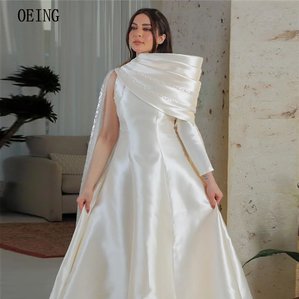 

OEING Elegant One Shoulder Formal Occasion Dresses Satin Sequined Women Gowns For Party And Wedding Vestidos فساتين السهرة