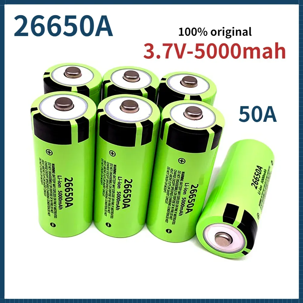 

Original 26650A 3.7V 5000mAh Battery High Capacity 26650 20A Power Battery Lithium Ion Rechargeable Battery for Toy Flashlight