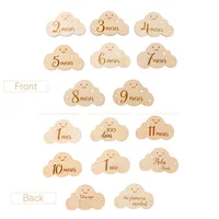 Spanish Alphabet Baby Wooden Milestone Number Month Memorial Cards Items Cute Cloud Shape Newborn Photography Accessories Props 5