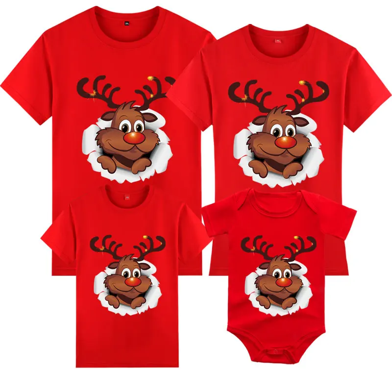 Camiseta familiar de Feliz Navidad, ropa divertida a juego para madre, padre, hija e hijo, para adultos y niños, tops, trajes de mameluco para bebé
