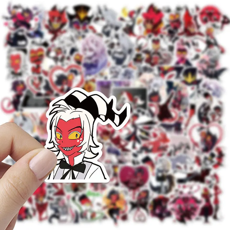 100Pcs 어린이를위한 애니메이션 Helluva 보스 스티커 노트북 DIY 기타 오토바이 수하물 스케이트 보드 멋진 데칼 전화